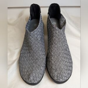 Bernie Mev. Chesca Womens Silver/Pewter Woven Mesh 3" Heeled Booties Size 7 EUC
